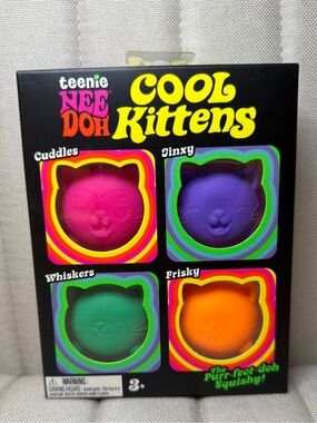 Teenie Needoh Cool Kittens - Pink, Purple, Green & Orange Squishy Kitten Pack